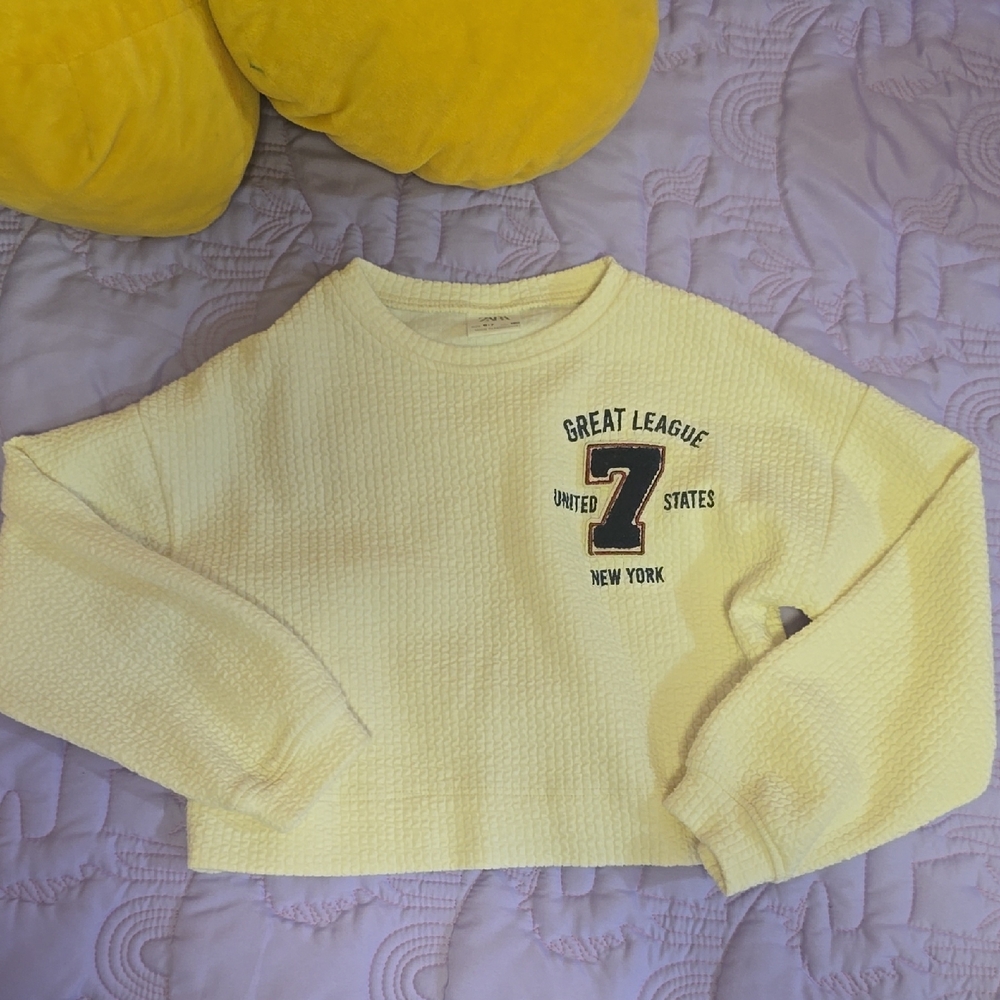 Zara Cream Textured Sweatshirt with Graphic